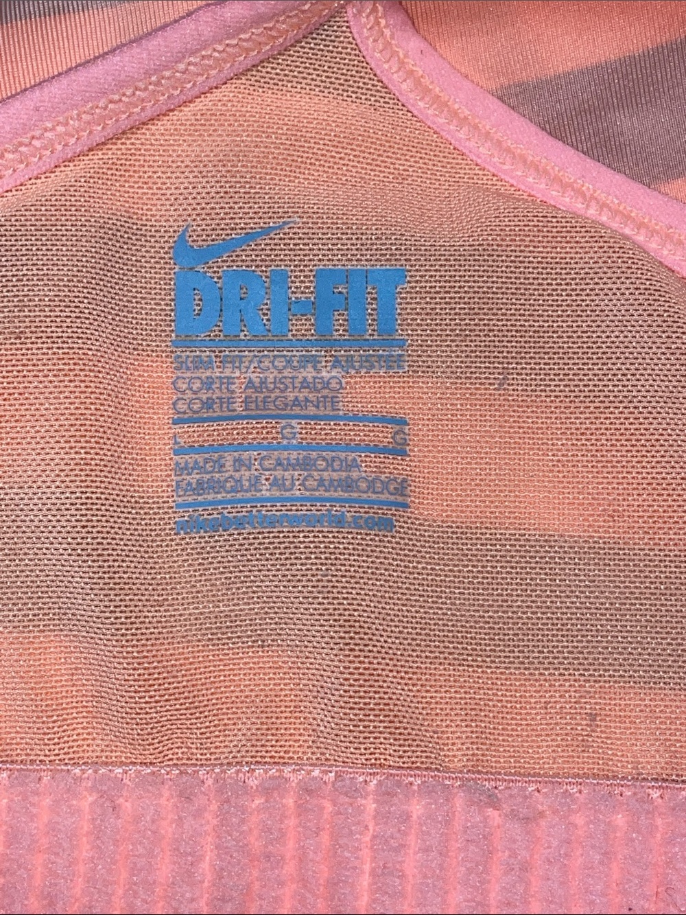 Nike Dry Fit Peach and Brown Striped Performance Tank - Picture 5 of 7